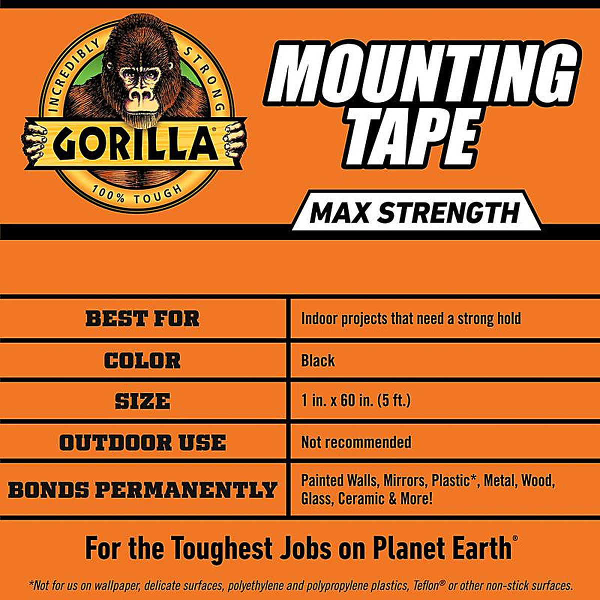 Gorilla - 112962 - 60 In. L X 1 In. W Double-Sided Mounting Tape