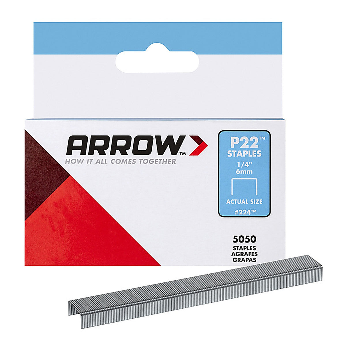 Arrow Fastener 224 P22 7/16 in. W x 1/4 in. L 24 Ga. Medium Crown Staples 5050/Pack