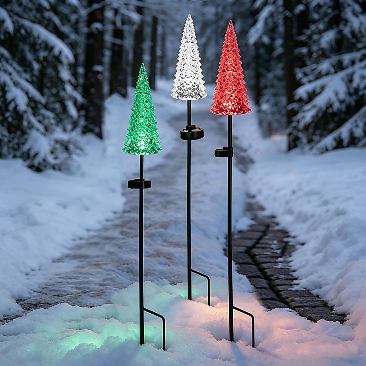 Alpine - QLP1126ABB - Solar Multi Christmas Tree 33 In. Garden Stake