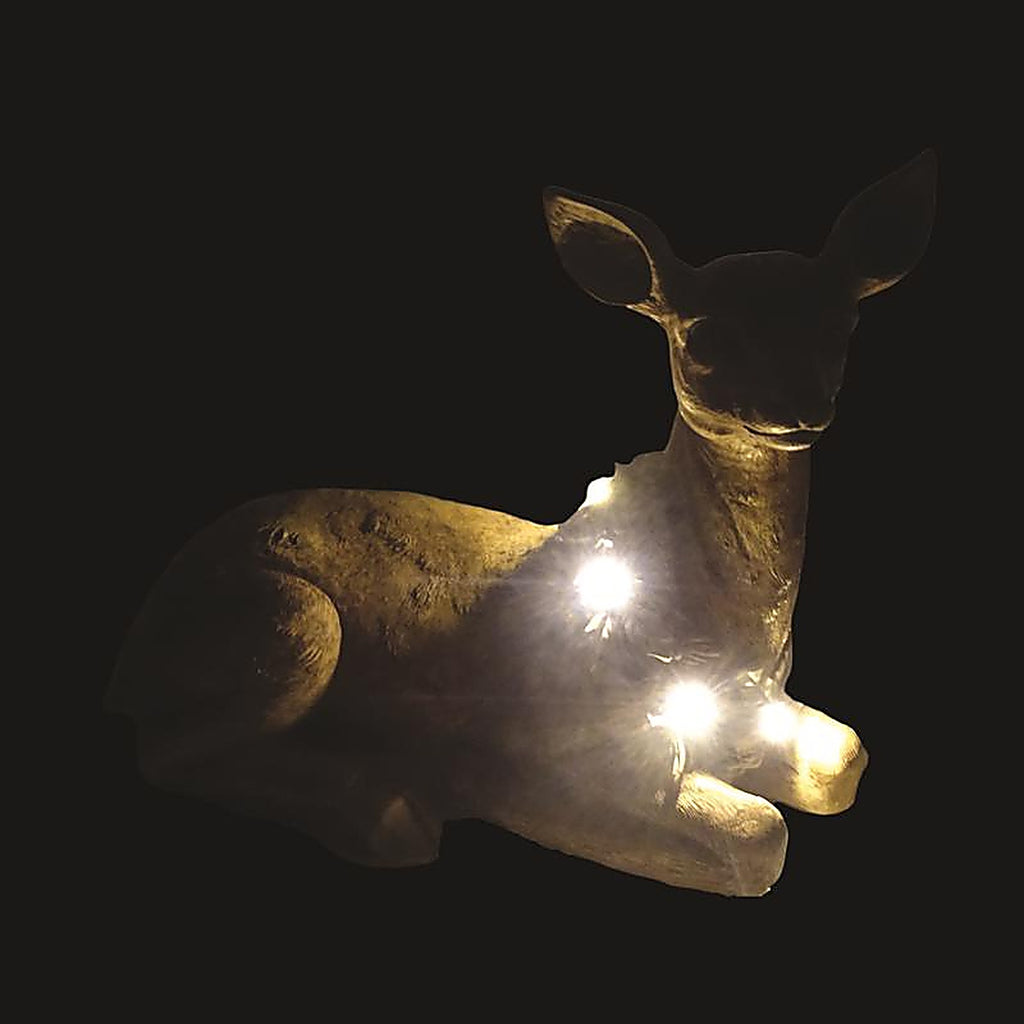 Alpine - SLL2690S - LED Brown Small Holiday Doe Deer Statuary Table Decor 10 In.