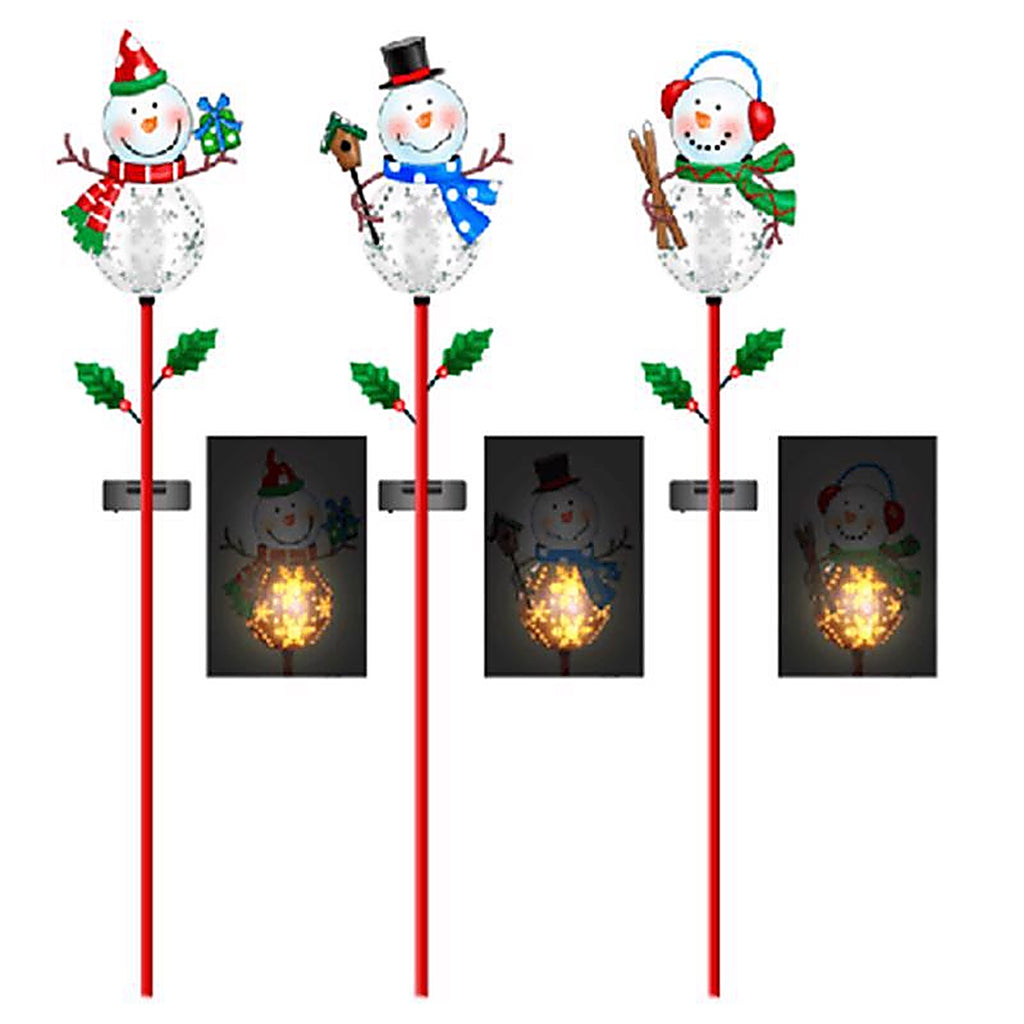 Alpine - RGG596A - LED Solar Snowman Christmas 36 In. Garden Stake