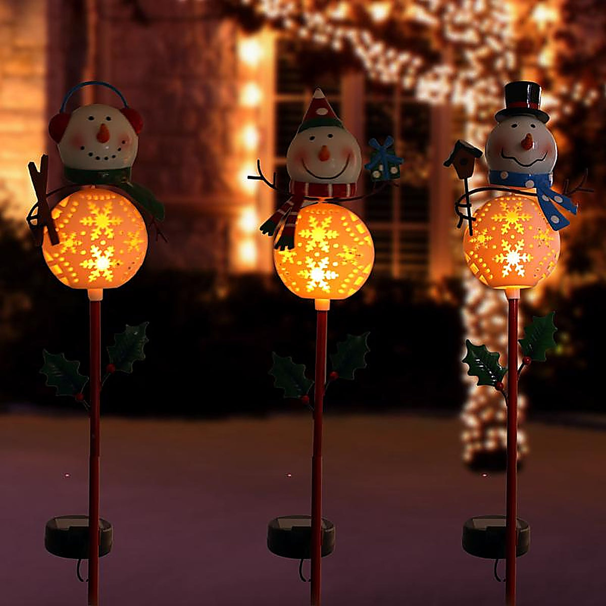 Alpine - RGG596A - LED Solar Snowman Christmas 36 In. Garden Stake