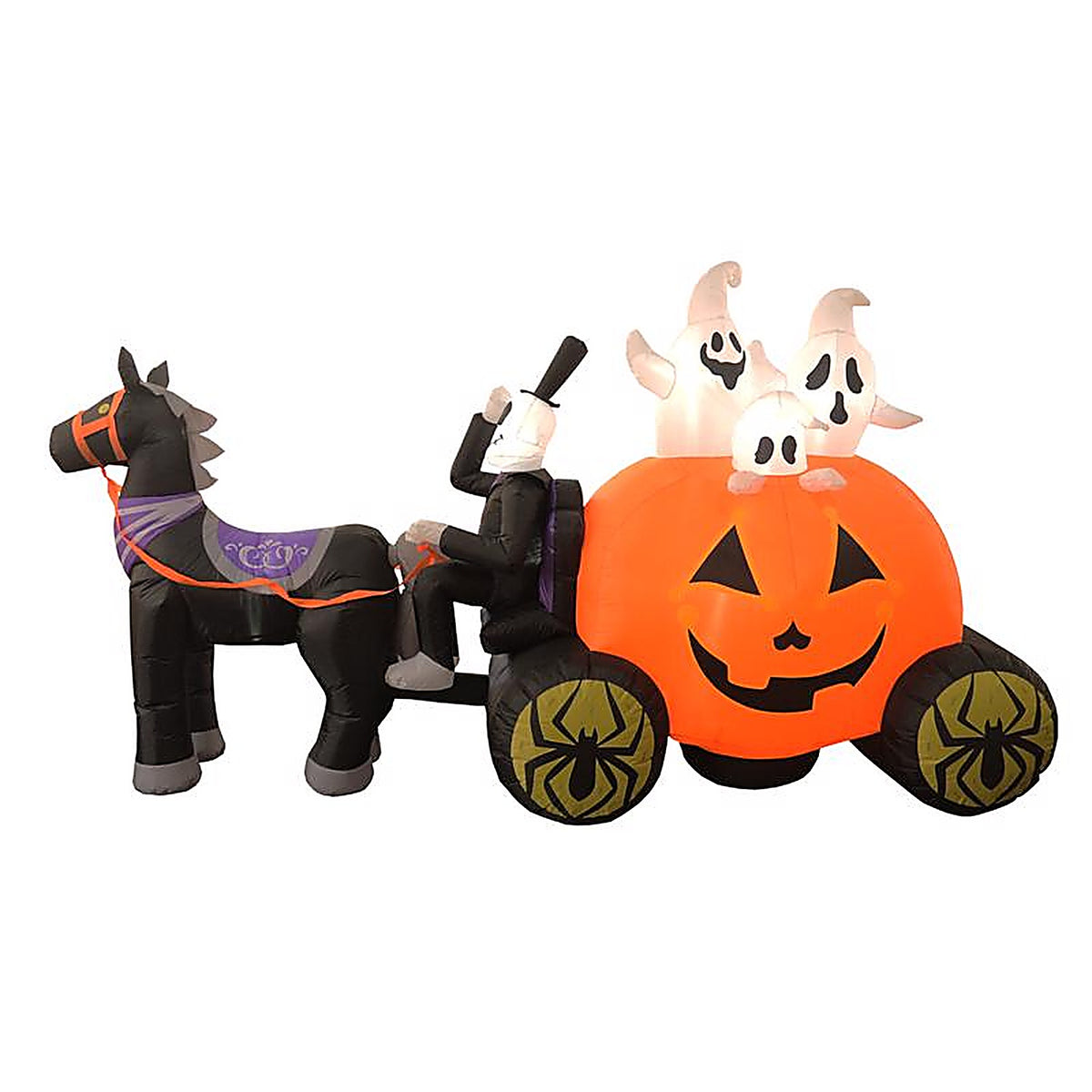 Celebrations - 24MY070514 - 10 Ft. LED Prelit Ghosts in Pumpkin Horse Drawn Carriage Inflatable