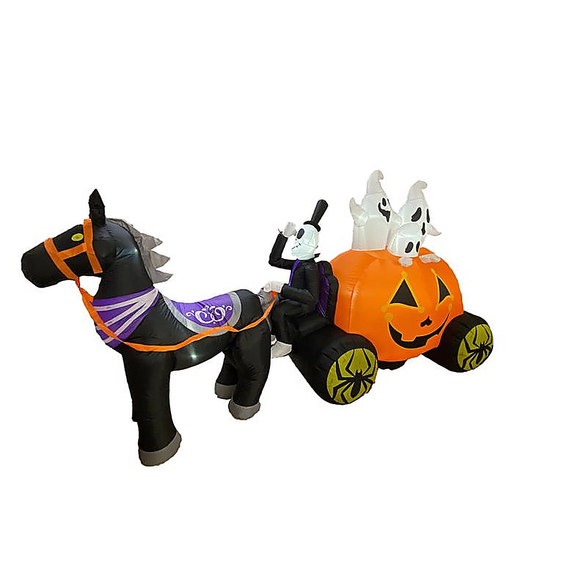 Celebrations - 24MY070514 - 10 Ft. LED Prelit Ghosts in Pumpkin Horse Drawn Carriage Inflatable