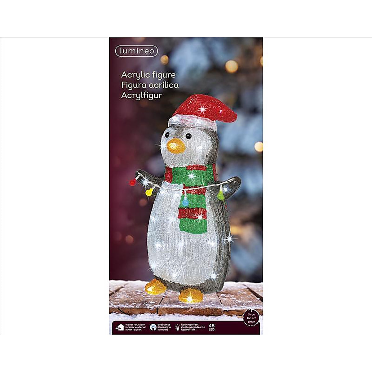 Lumineo - 9782913 - LED Cool White Penguin 18 In. Yard Decor
