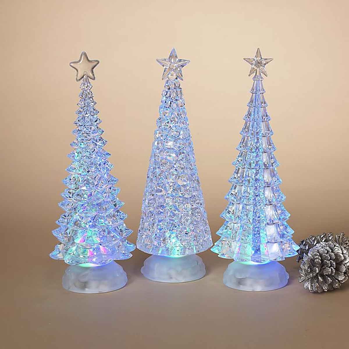 Gerson - 2497470 - Clear Lighted Spinning Water Globe Trees Table Decor 13 In.