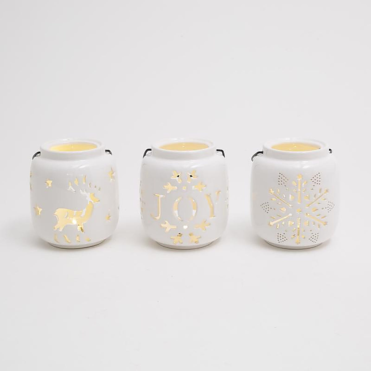 Gerson - 2737930 - White Lighted Holiday Design Lantern 5 In.