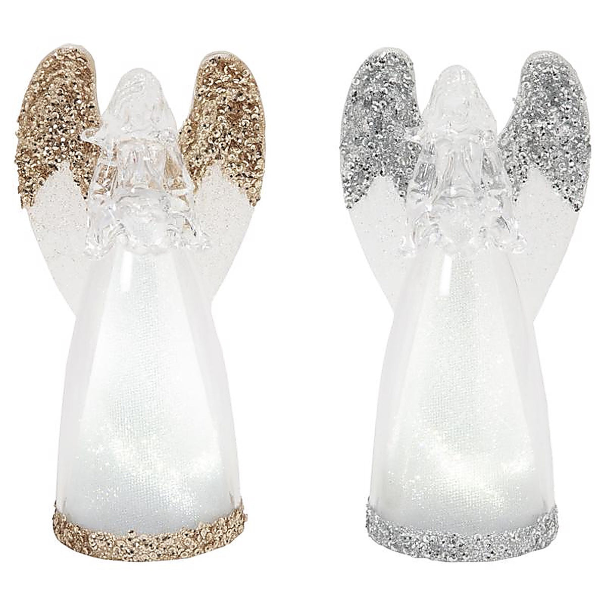 Gerson - 2695540 - Gold/Silver Lighted Spinning Water Globe Angel Table Decor 7 In.