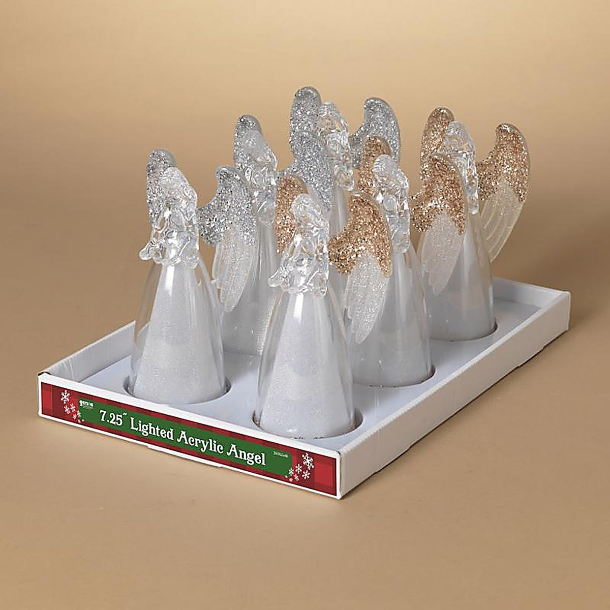 Gerson - 2695540 - Gold/Silver Lighted Spinning Water Globe Angel Table Decor 7 In.