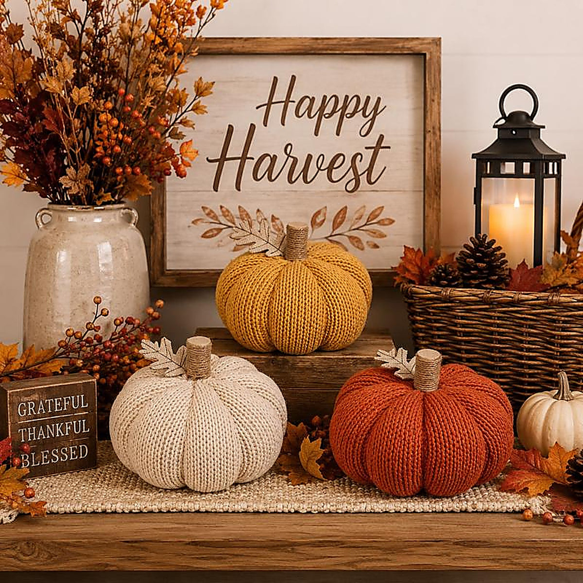 Gerson - 2686150 - 7 In. Harvest Pumpkins Fall Decor