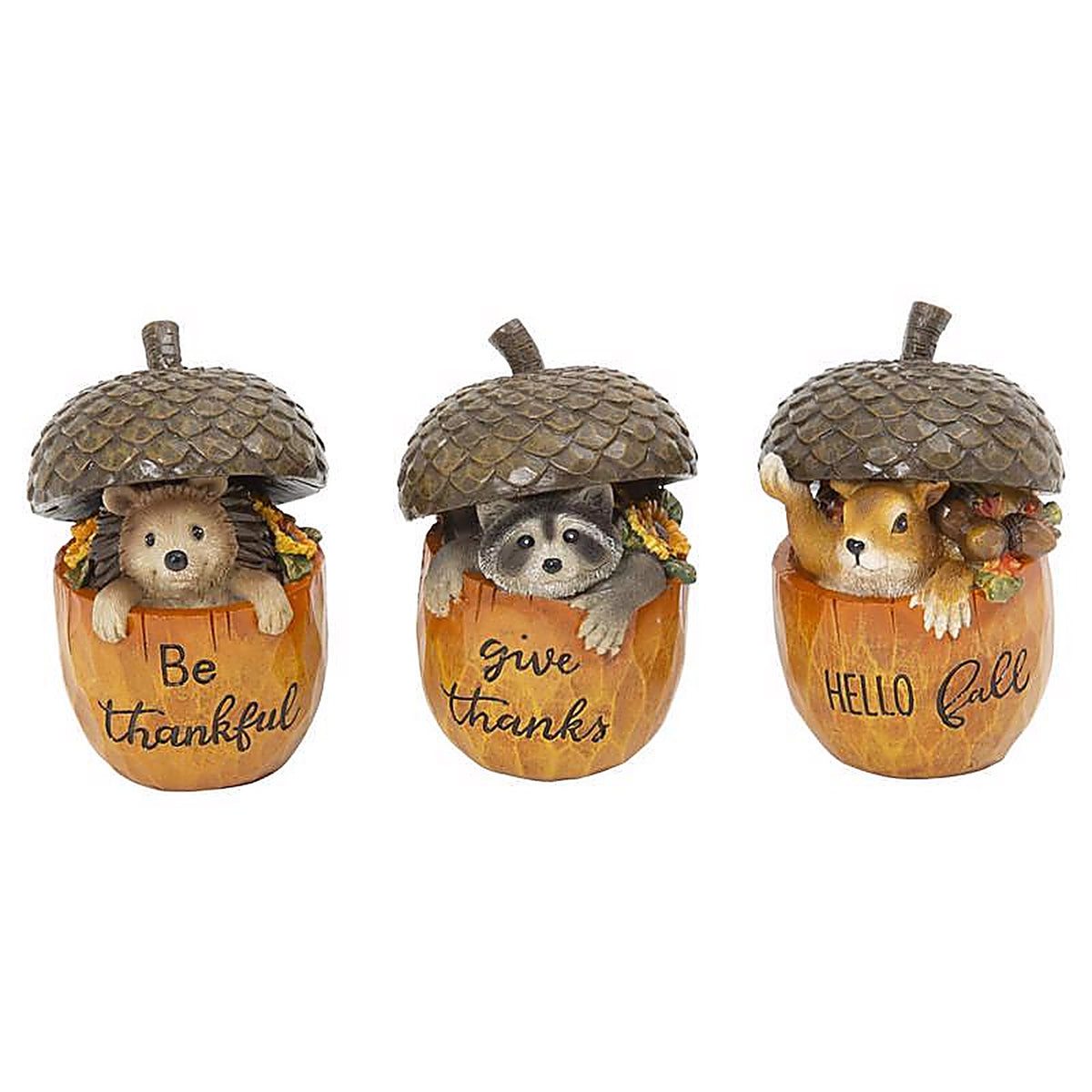 Gerson - 2686120 - 5 In. Harvest Forest Critters in Acorns Fall Decor