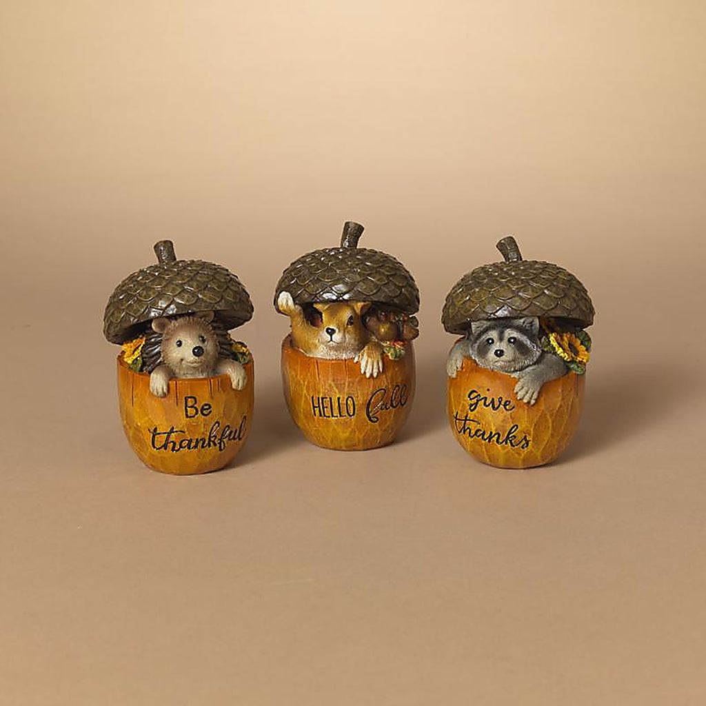 Gerson - 2686120 - 5 In. Harvest Forest Critters in Acorns Fall Decor
