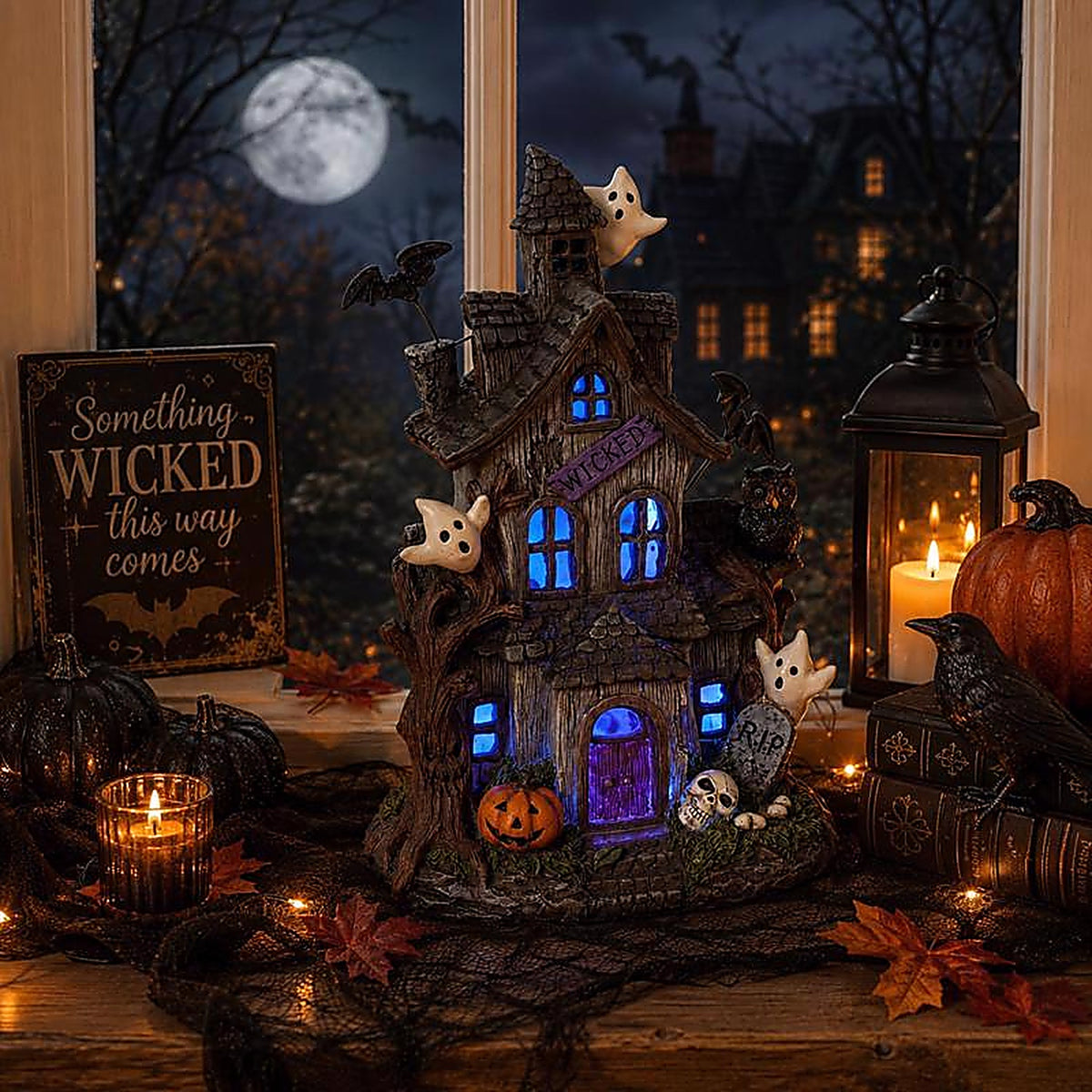 Gerson - 2650350 - 12 In. Haunted House Halloween Decor