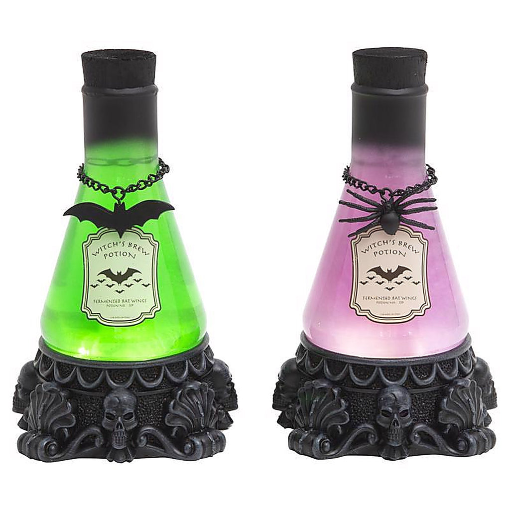 Gerson - 2739530 - 8 In. Spinning Lighted Smoky Water Globe Potion Bottles Halloween Decor