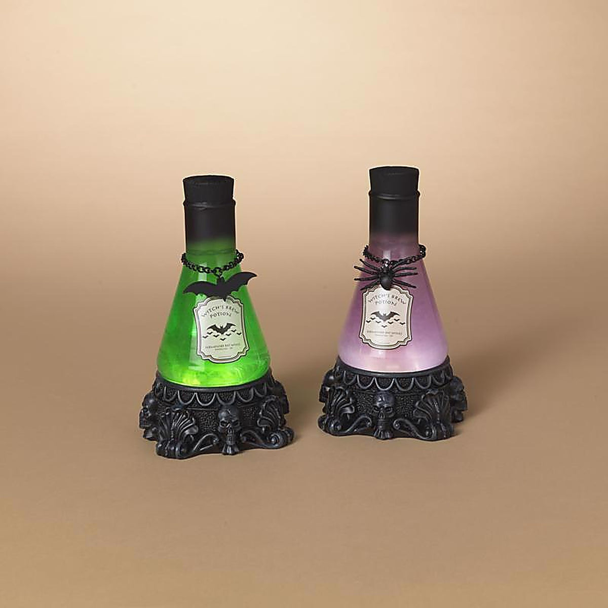 Gerson - 2739530 - 8 In. Spinning Lighted Smoky Water Globe Potion Bottles Halloween Decor