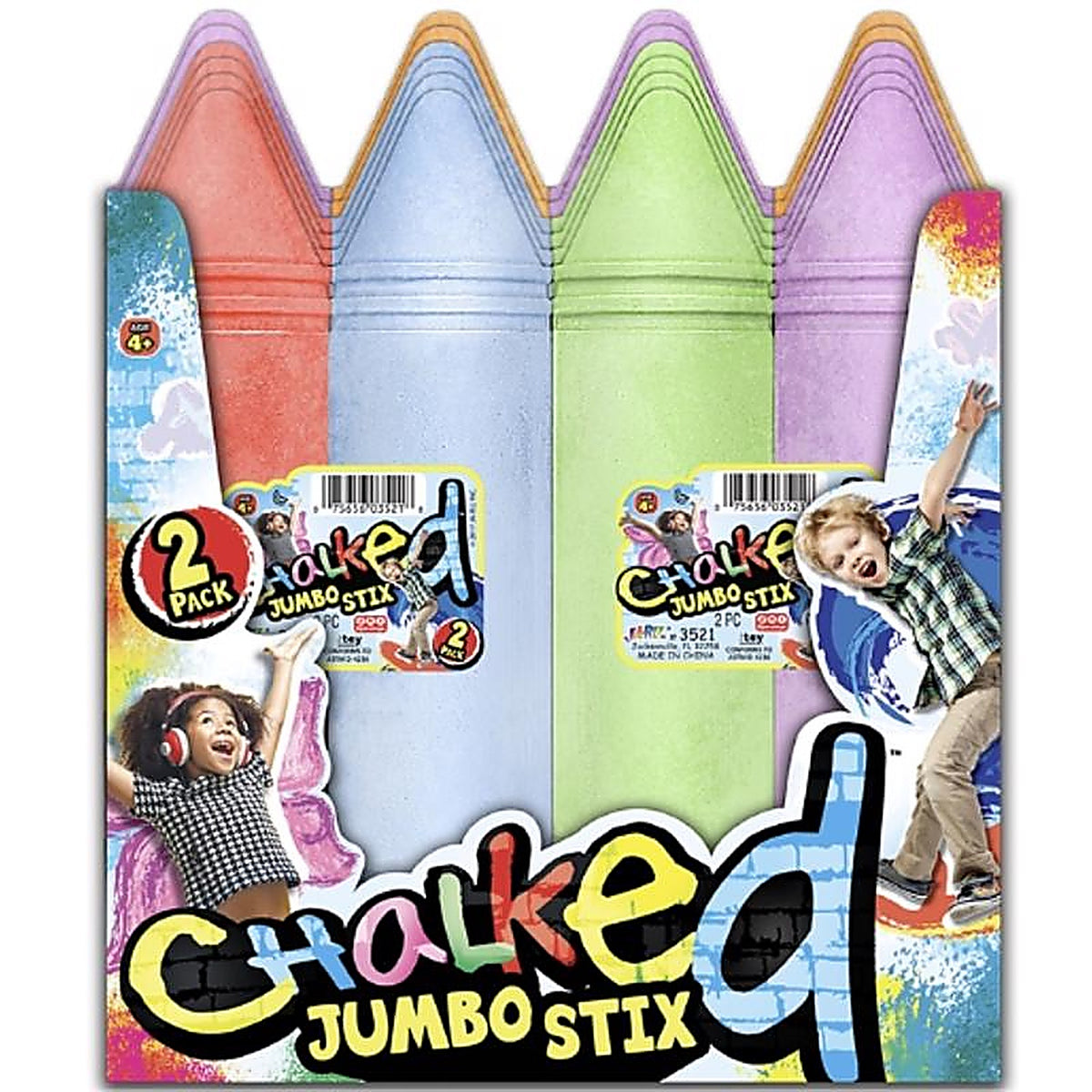 Chalked - 3521 - Jumbo Stix Chalk Multicolored 2 Piece