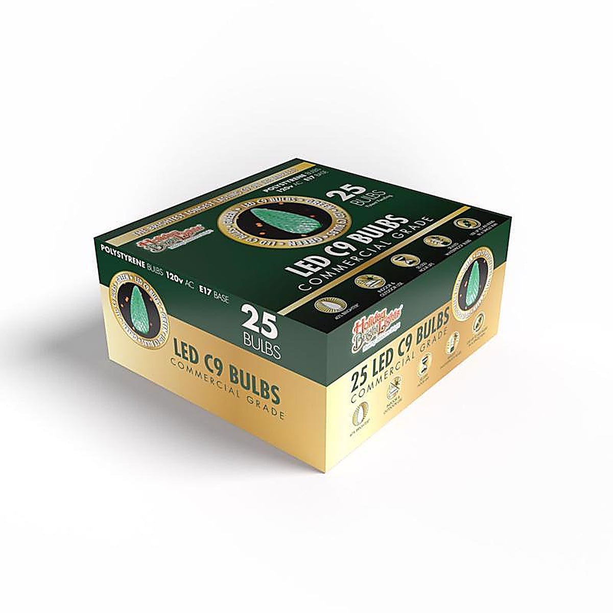 Holiday Bright Lights - 04-02013A - LED Ps C9 Green 25 CT Christmas Light Bulbs