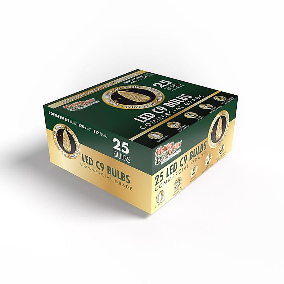 Holiday Bright Lights - 04-02020A - LED Ps C9 Warm White 25 CT Christmas Light Bulbs