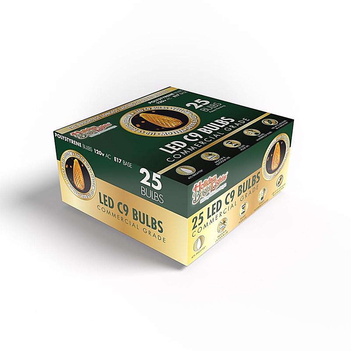 Holiday Bright Lights - 04-02021A - LED Ps C9 Yellow 25 CT Christmas Light Bulbs
