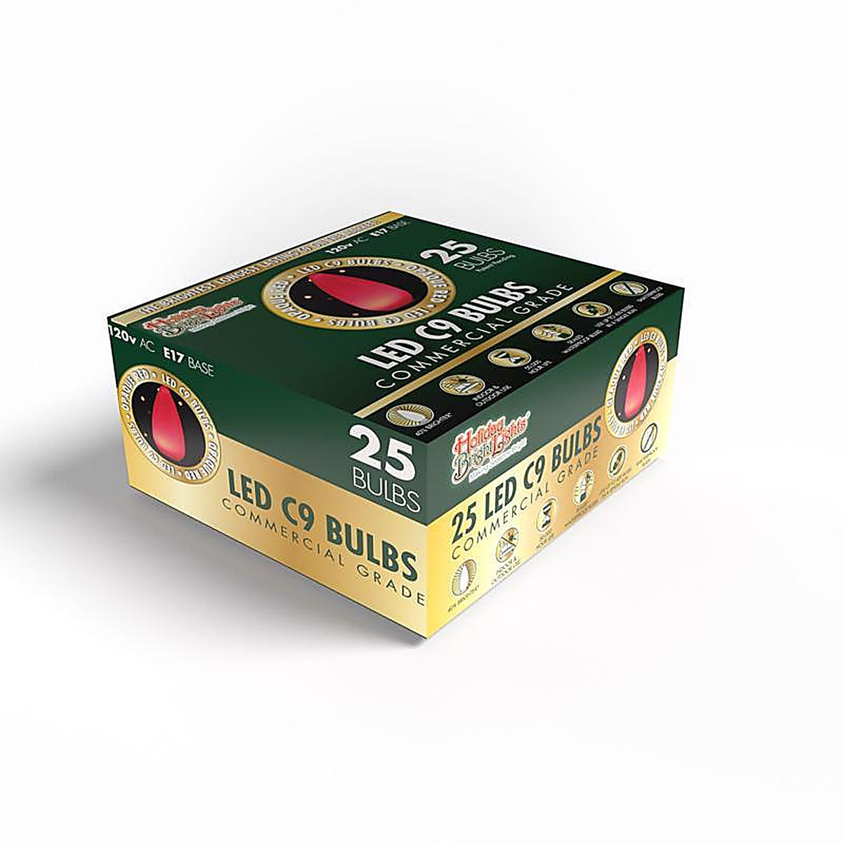 Holiday Bright Lights - 04-02025A - LED Ps C9 Red 25 CT Christmas Light Bulbs