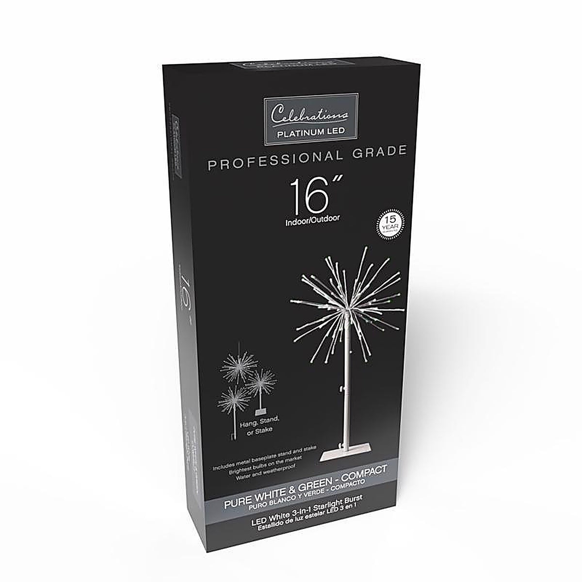 Celebrations - 23-04062A - LED Green/White 3 In1 Starlight Burst Deluxe Spearmint 16 In. Hanging Decor