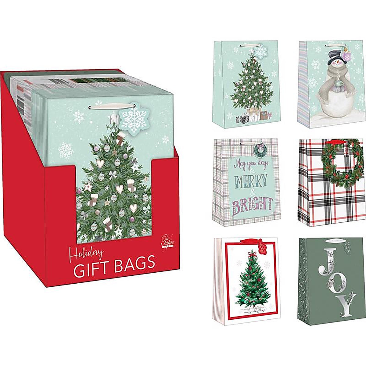 Paper Images - C48TGBA3CD-35 - Assorted Holiday Large Treated Gift Bag