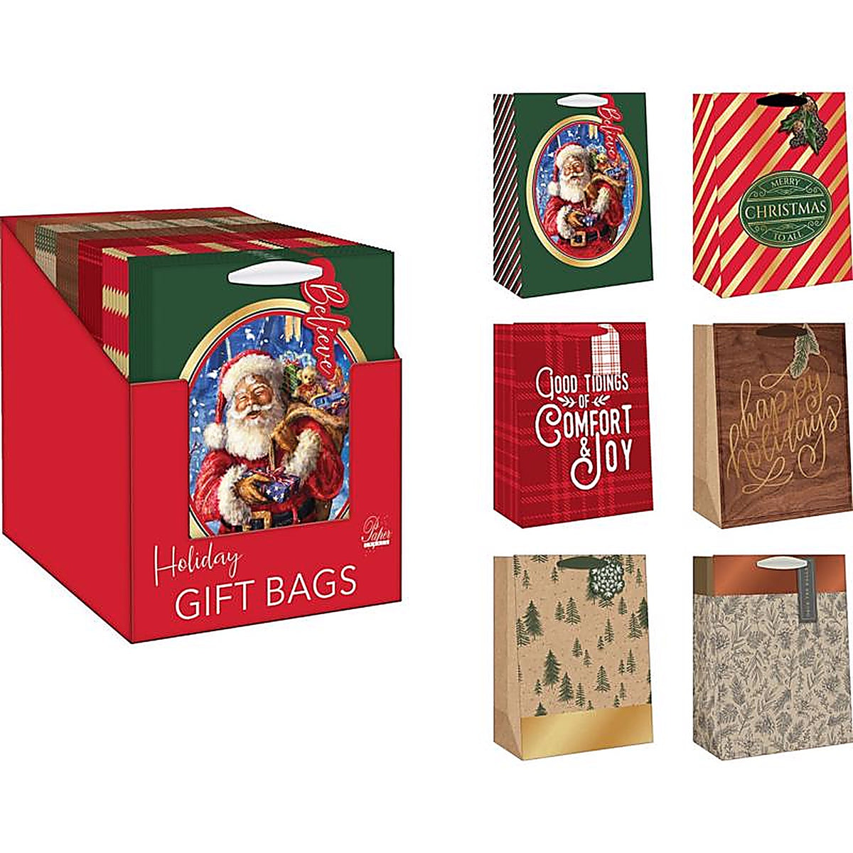 Paper Images - C48TGBA2CD-37 - Assorted Holiday Medium Treated Gift Bag
