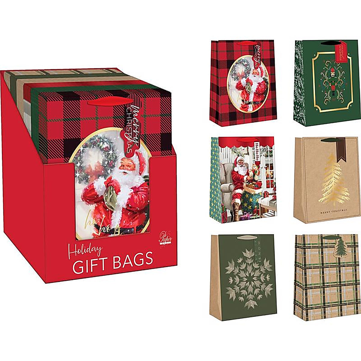 Paper Images - C48TGBA3CD-37 - Assorted Holiday Large Treated Gift Bag