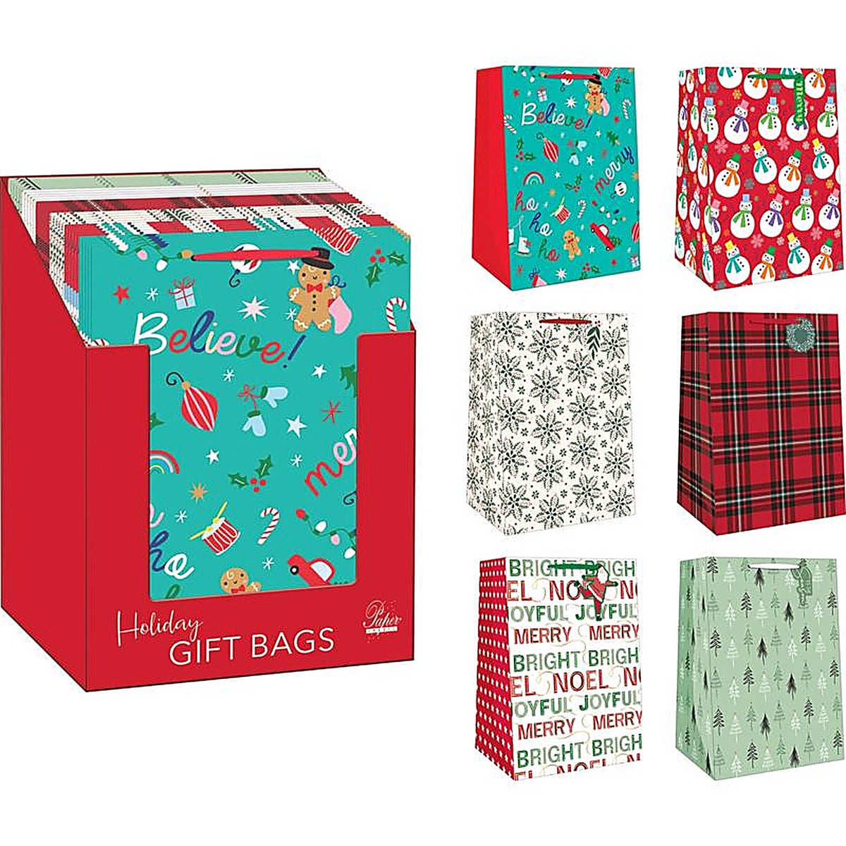Paper Images - CMWJGB30CD-10 - Assorted Holiday Jumbo Gift Bag