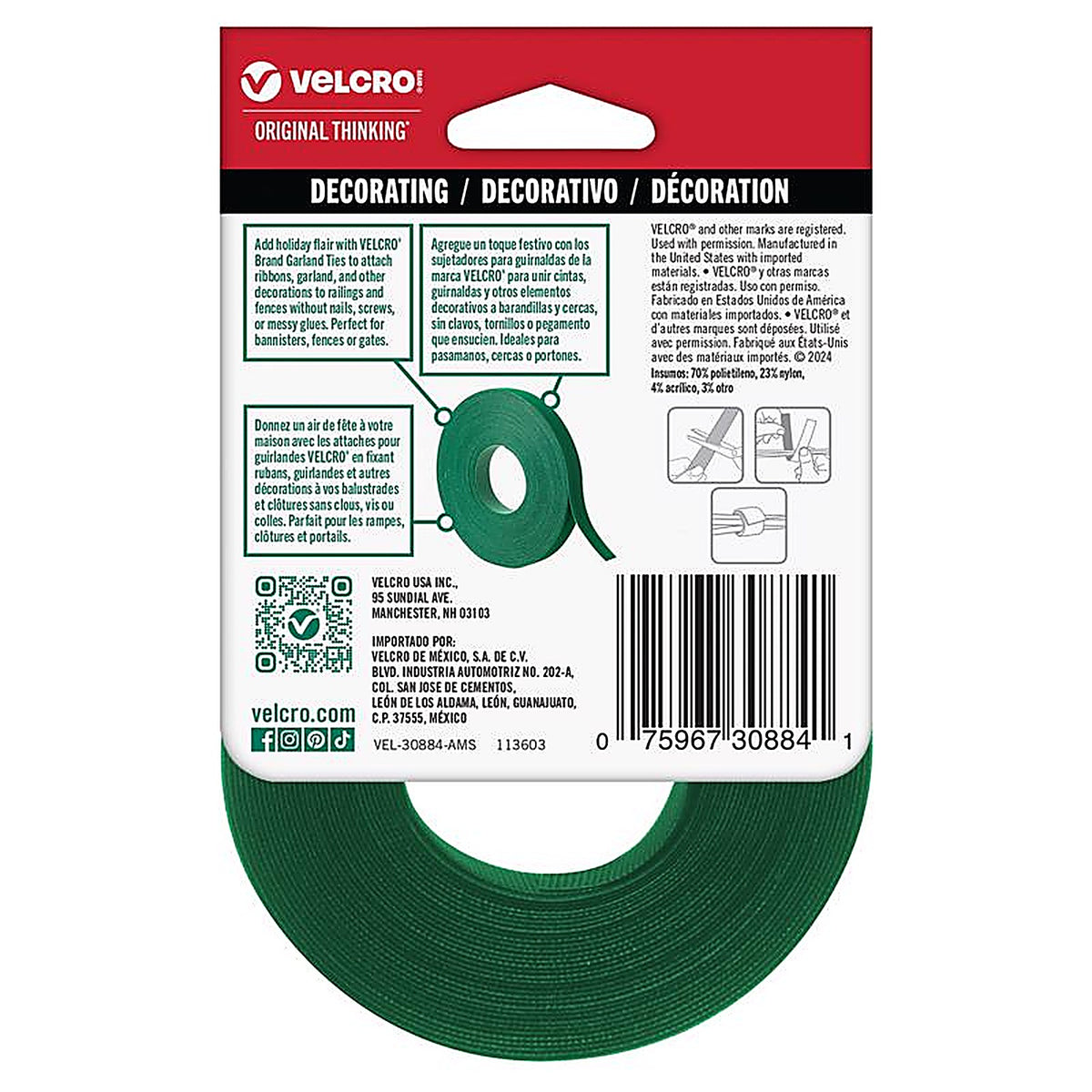 Velcro Brand - VEL-30884-AMS - 30 Ft. .5 In. Garland Reusable Ties 1 Pack