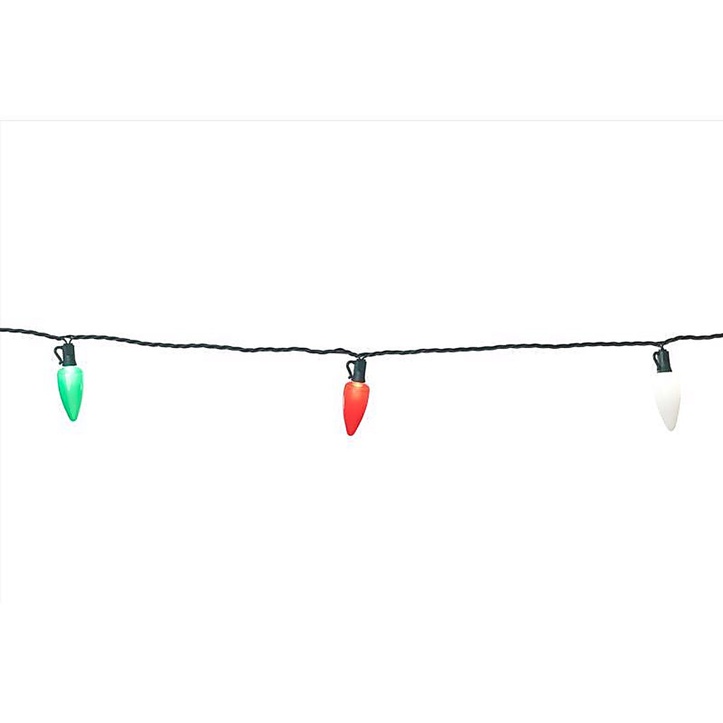 Celebrations - 11-06024A - Platinum LED C9 Red/Green/Pure White 25 CT String Christmas Lights 16 Ft.