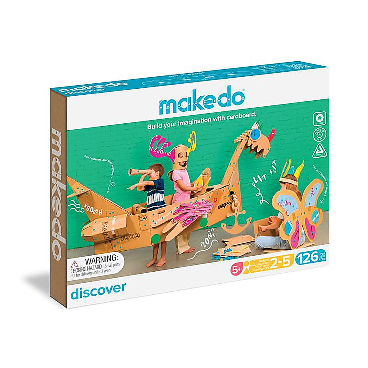 Makedo - A0126 - Discover Kit for 2 to 5 Makers Construction Playset 126 Piece