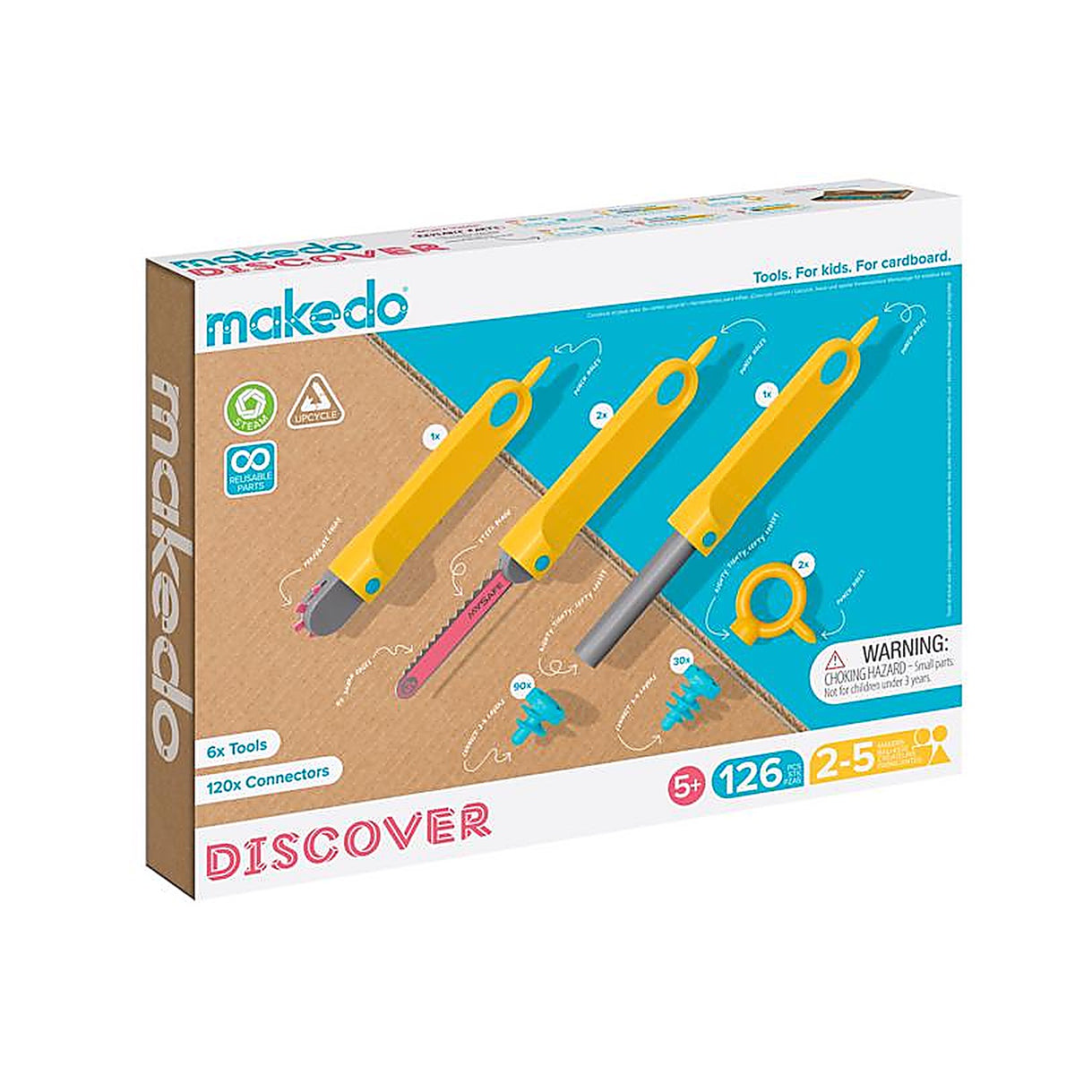 Makedo - A0126 - Discover Kit for 2 to 5 Makers Construction Playset 126 Piece