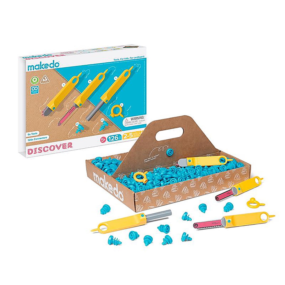 Makedo - A0126 - Discover Kit for 2 to 5 Makers Construction Playset 126 Piece