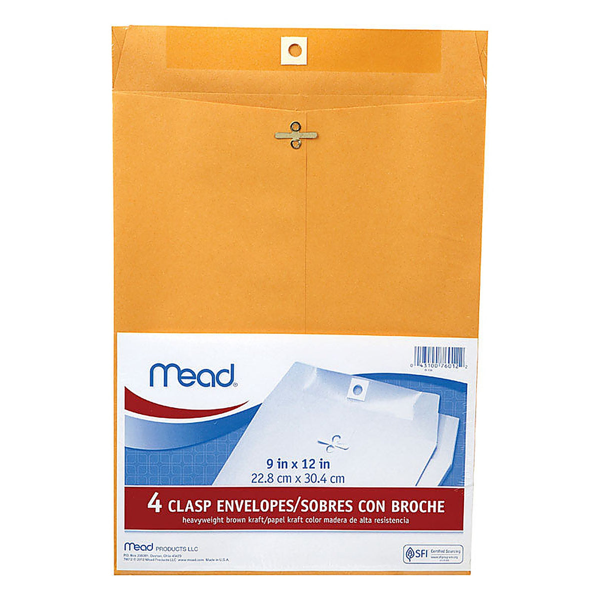 Mead 76012 9 in. W x 12 in. L Other Brown Envelopes 4/Pack