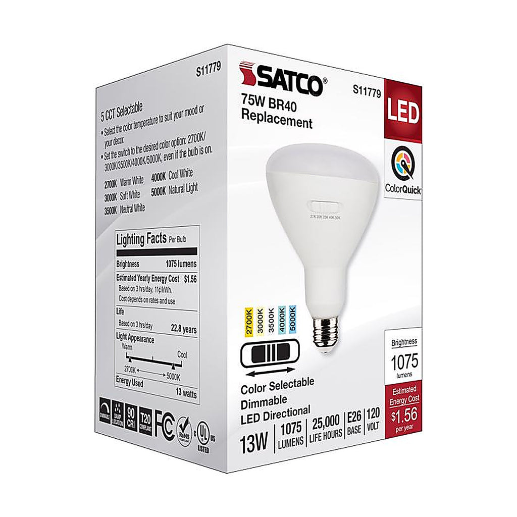 Satco - S11779 - Br40 E26 (Medium) LED Bulb Tunable White/Color Changing 75 Watt Equivalence 1 Pack