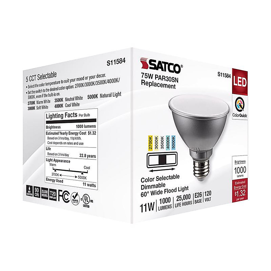 Satco - S11584 - Par30sn E26 (Medium) LED Bulb Tunable White/Color Changing 75 Watt Equivalence 1 Pack