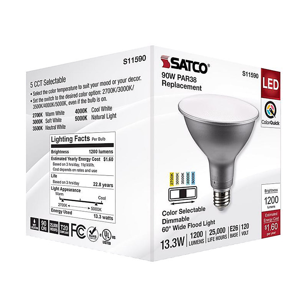 Satco - S11590 - Par38 E26 (Medium) LED Bulb Tunable White/Color Changing 90 Watt Equivalence 1 Pack