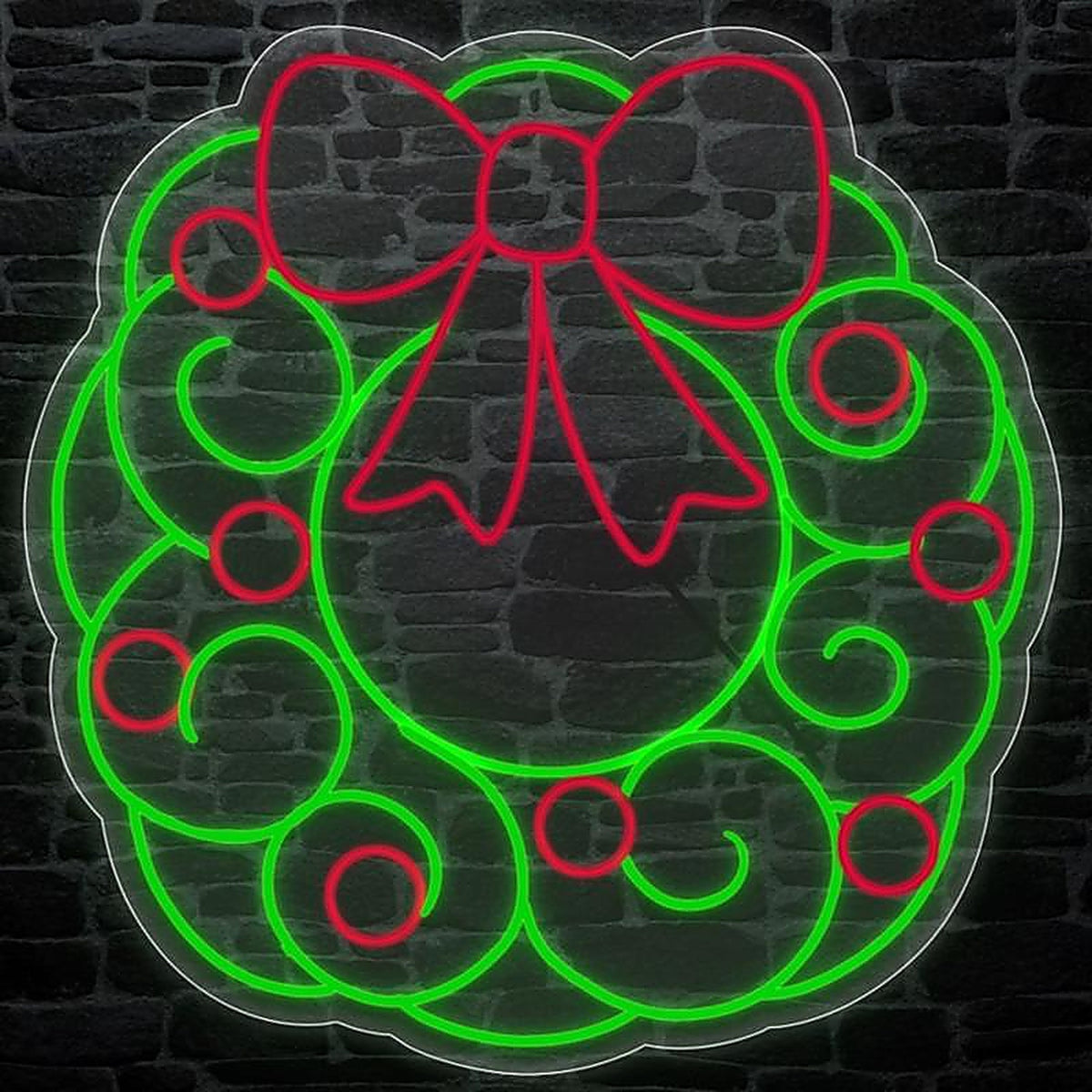 Luxe Light Decor - LCJSB-22 - LED Red and Green Christmas Wreath Hanging Decor