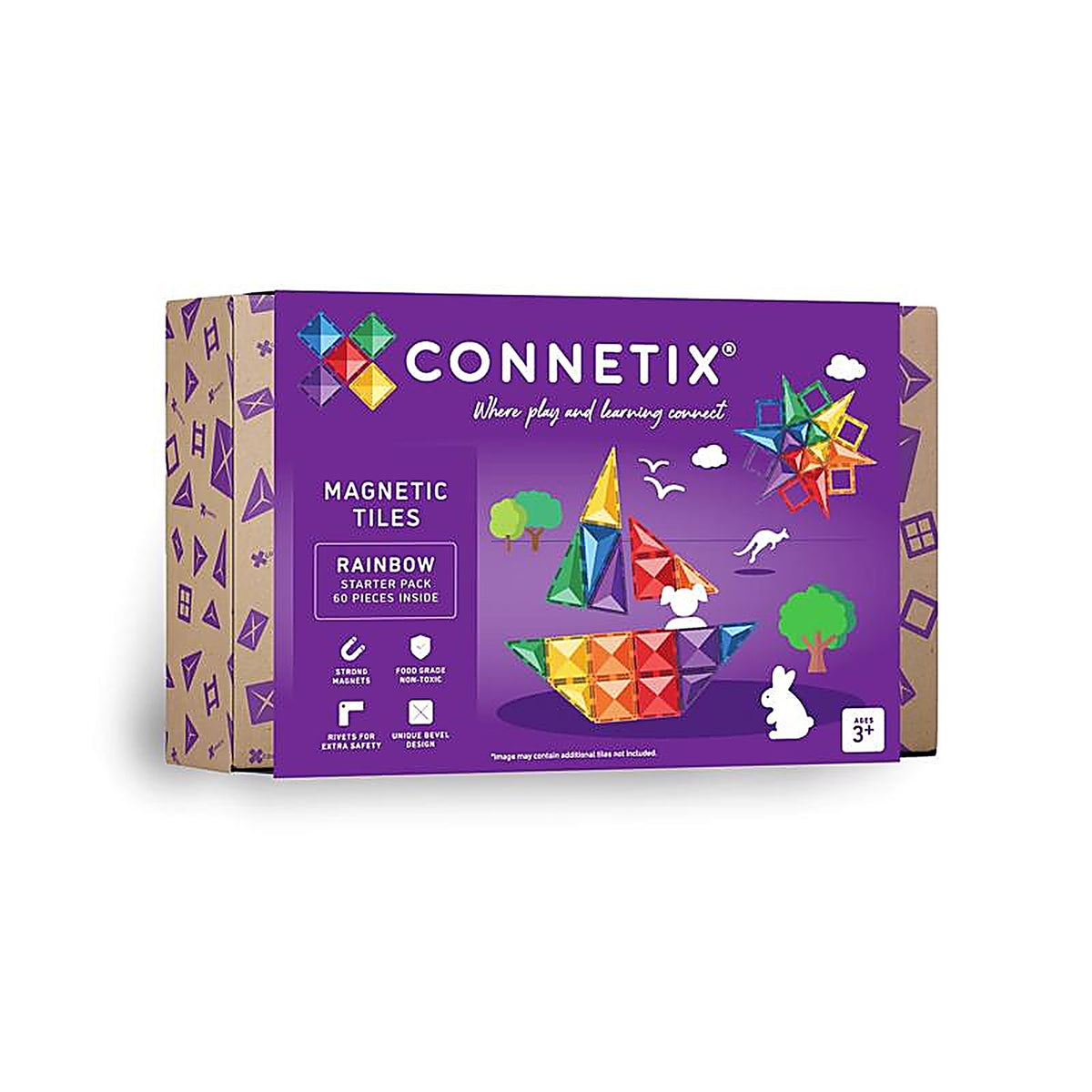 Connetix - CT-R-00060-ST - Magnetic Tiles Multicolor 60 Piece