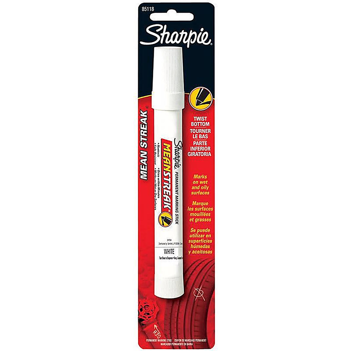 Sharpie 85118 Mean Streak White Bold Tip Permanent Marking Stick 1/Pack