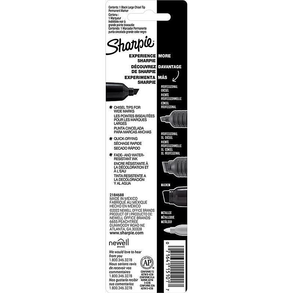 Sharpie 15101 King Size Black Chisel Tip Permanent Marker 1/Pack