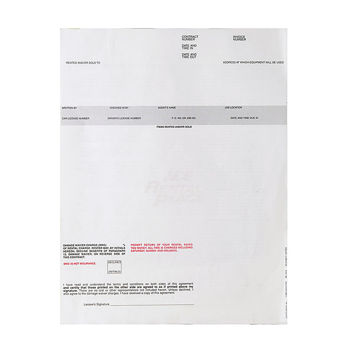 Centurion - ML ACE - Form 8-1/2 In. W X 11 In. H
