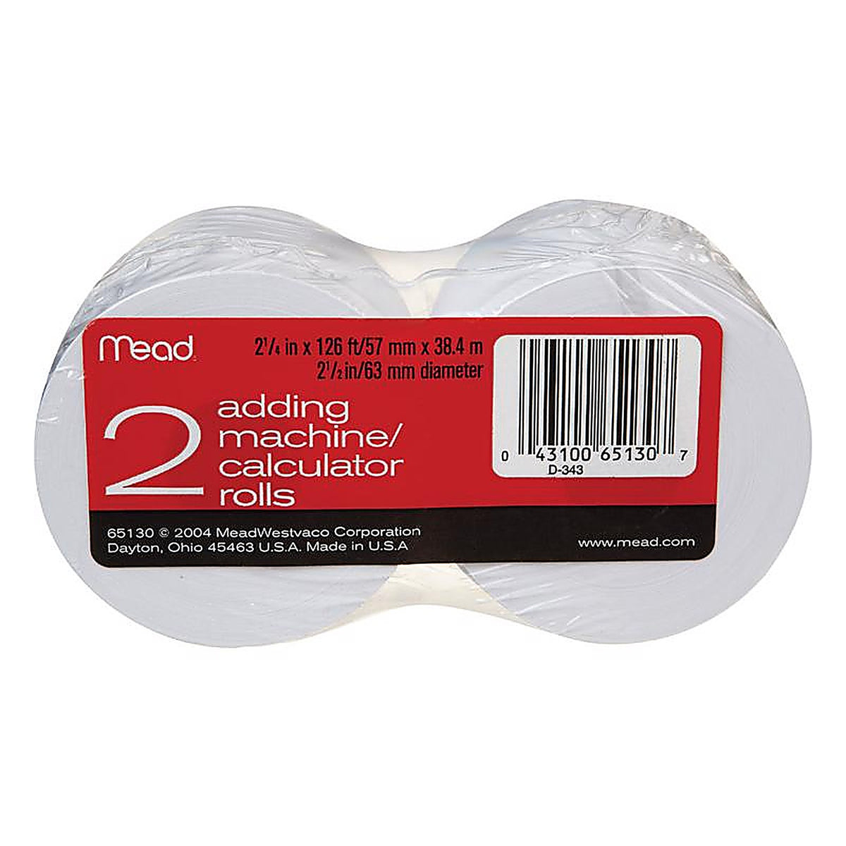 Mead 65130 Calculator Paper 2-1/4 in. W x 126 ft. L 1 ply