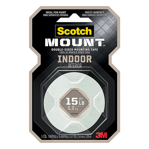 3M 214H Scotch-Mount Double Sided 1 in. W x 55 in. L Mounting Tape White