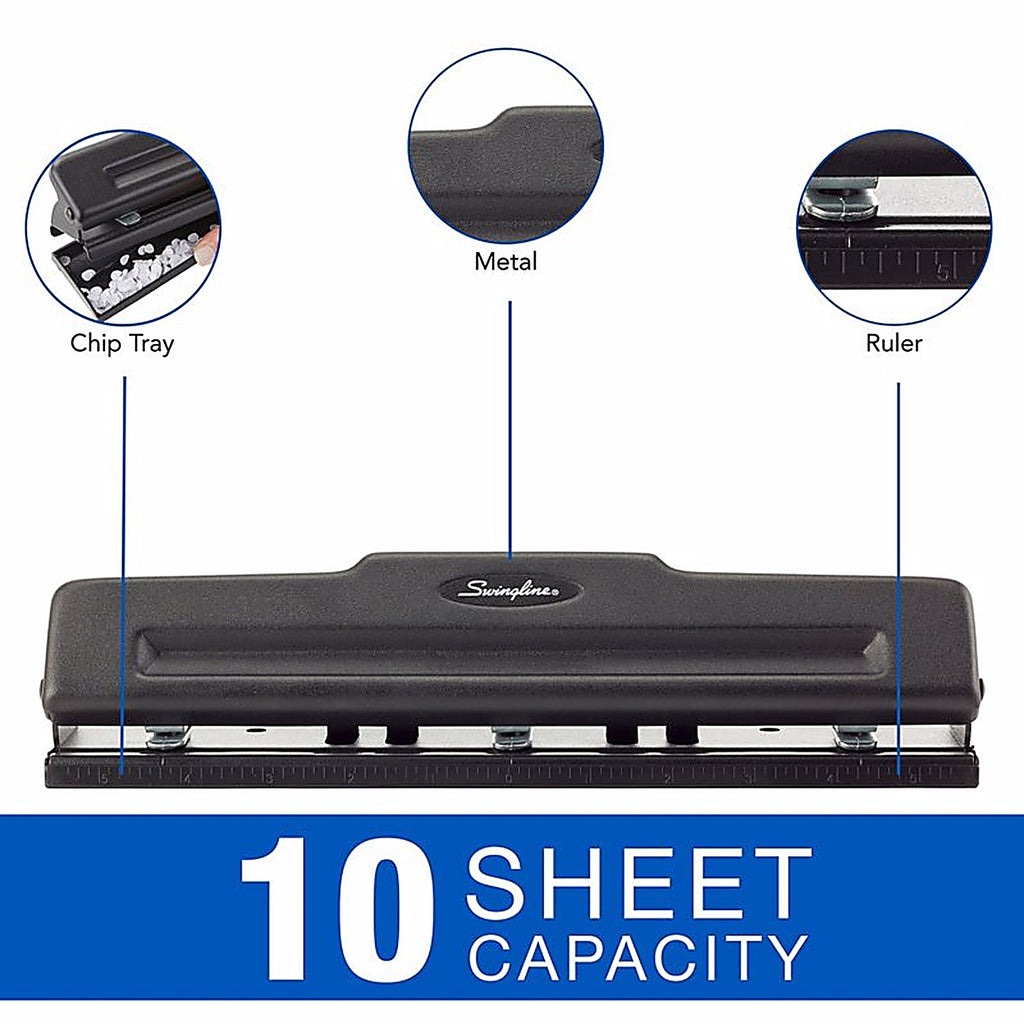 Swingline - A7074015K - Light-Duty 10 Sheet Capacity 2 or 3 Hole Paper Punch Black