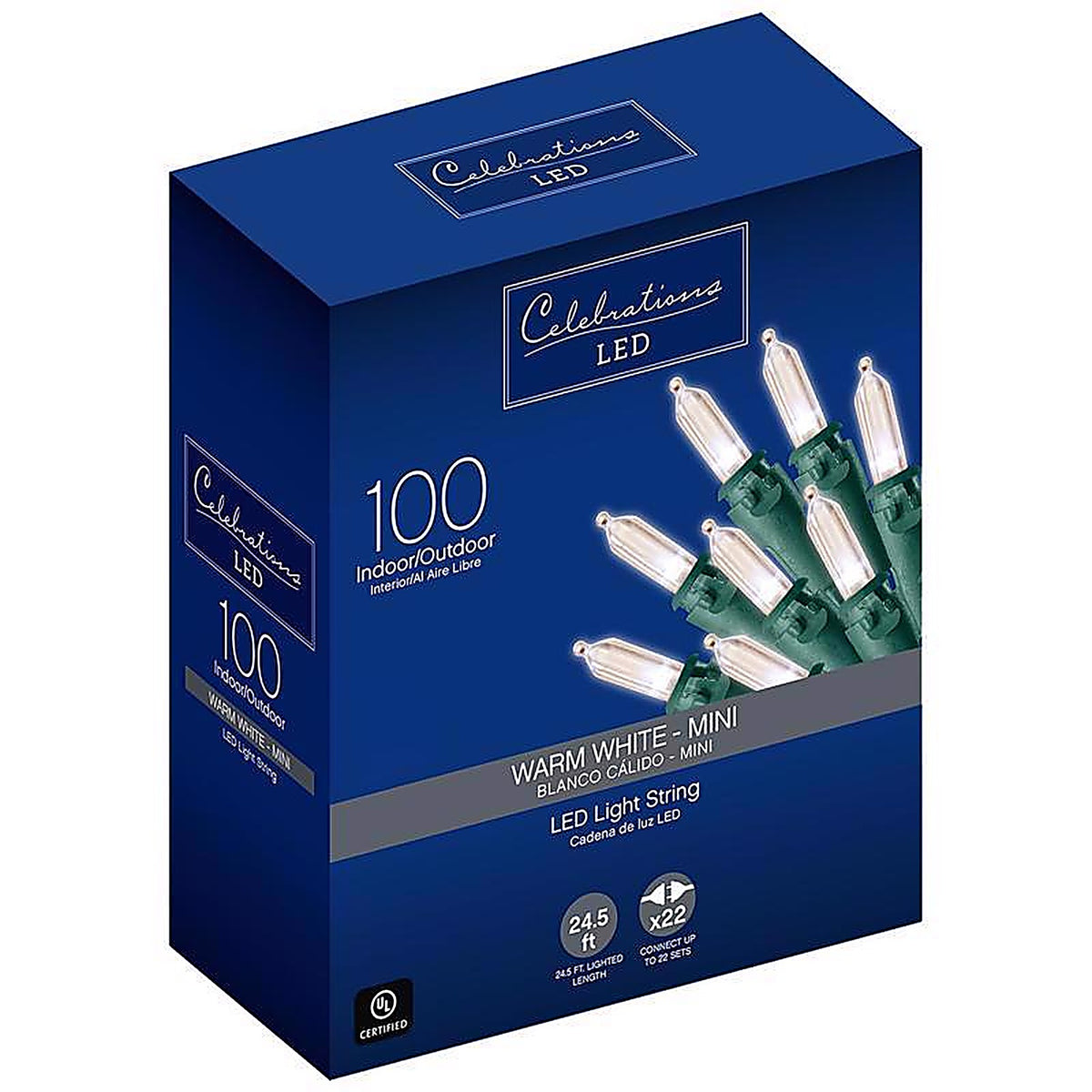 Celebrations 40840-71 LED Mini Clear/Warm White 100 count String Christmas Lights 24.75 ft.