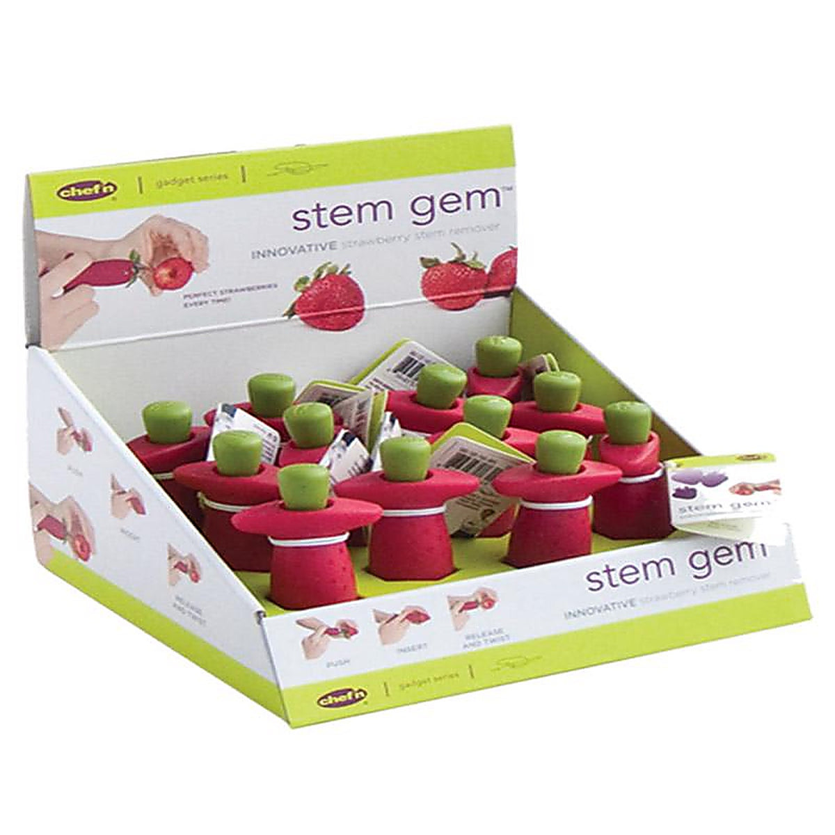 Chefn 102-145-005 Stem Gem Red/Green Stainless Steel Strawberry Stem Remover