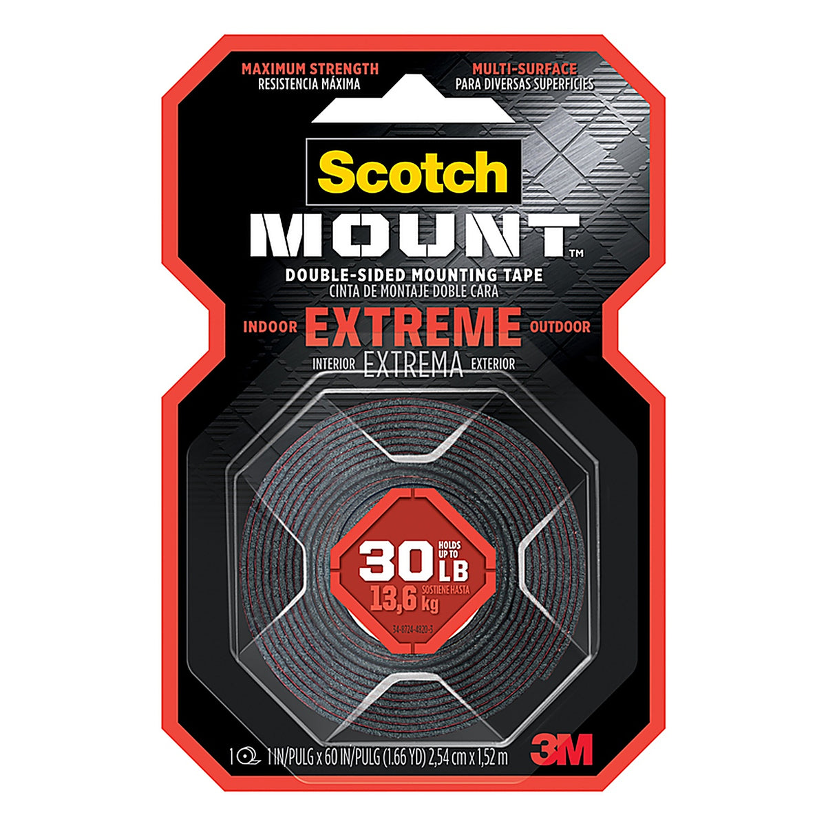 3M 414H Scotch-Mount Double Sided Mounting Tape Black