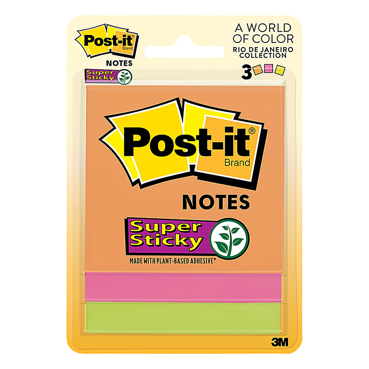 Post-It - 3321-SSAU - 3 In. W X 3 In. L Assorted Sticky Notes 3 Pad